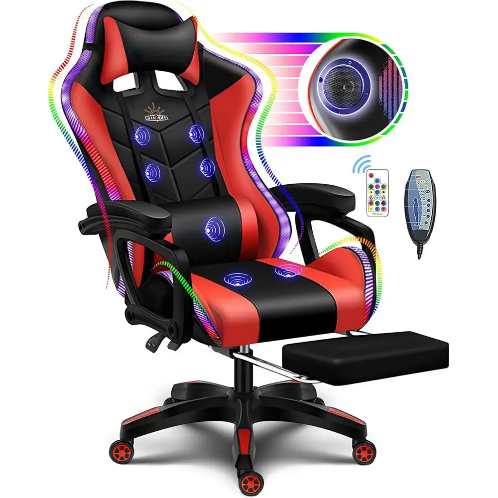 Speakers - Ergonomic High-Back Gaming Chair with LED