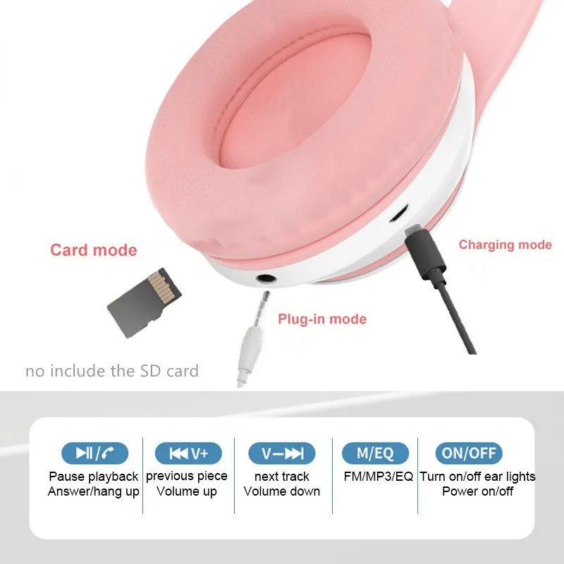Newest STN-28 Wireless Headset - Cat Ear Bluetooth Headset Led recension och pris