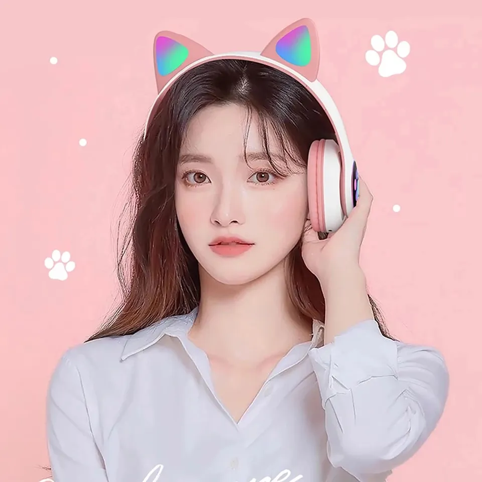 Newest STN-28 Wireless Headset - Cat Ear Bluetooth Headset Led recension och pris
