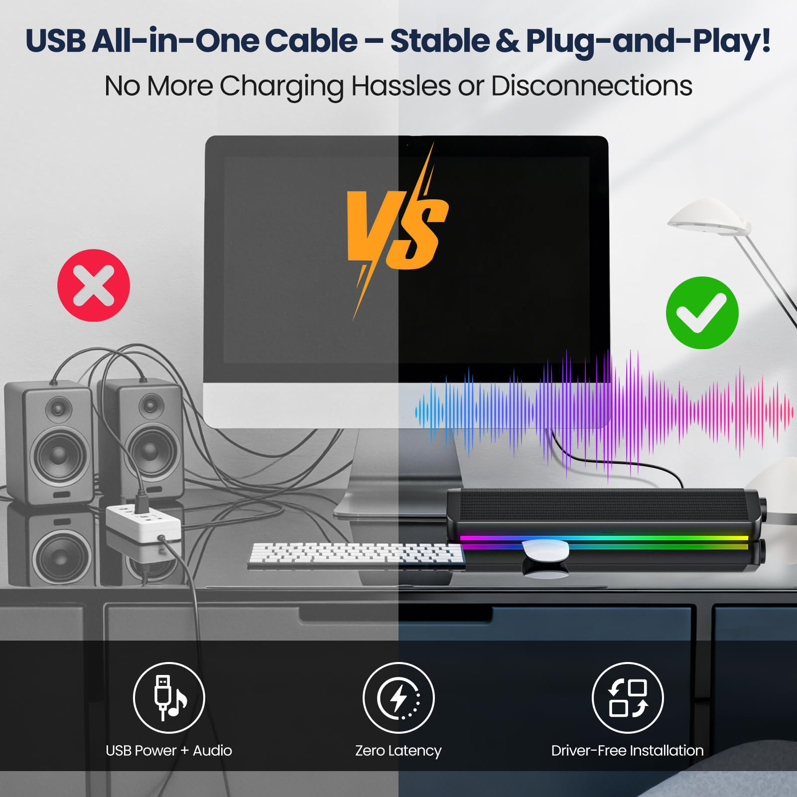 Wired Bluetooth Computer Speak - Rgb Computer Soundbar For Pc recension och pris
