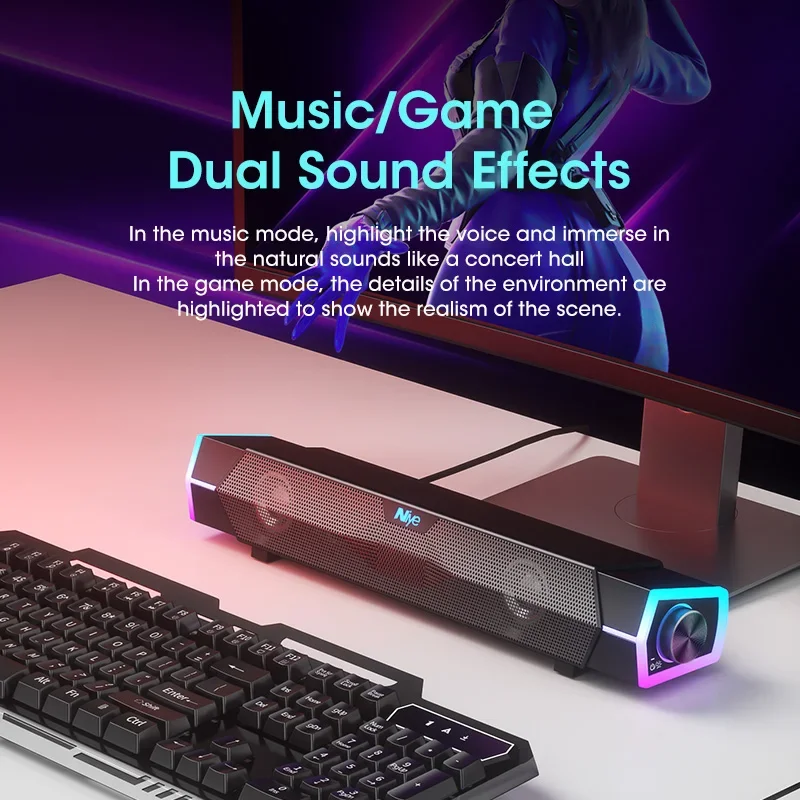 4D Stereo Sound Bar PC Speaker - Rgb Computer Soundbar For Pc recension och pris