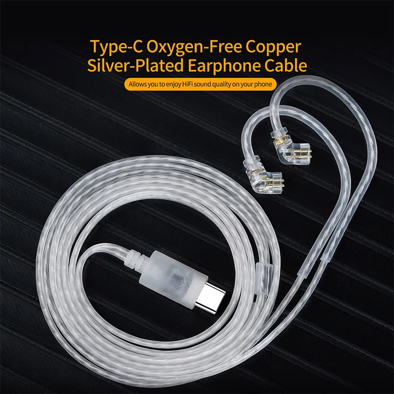 KZ Earphones Cable OFC Silver  - Type C Wired Earphones With Mic recension och pris