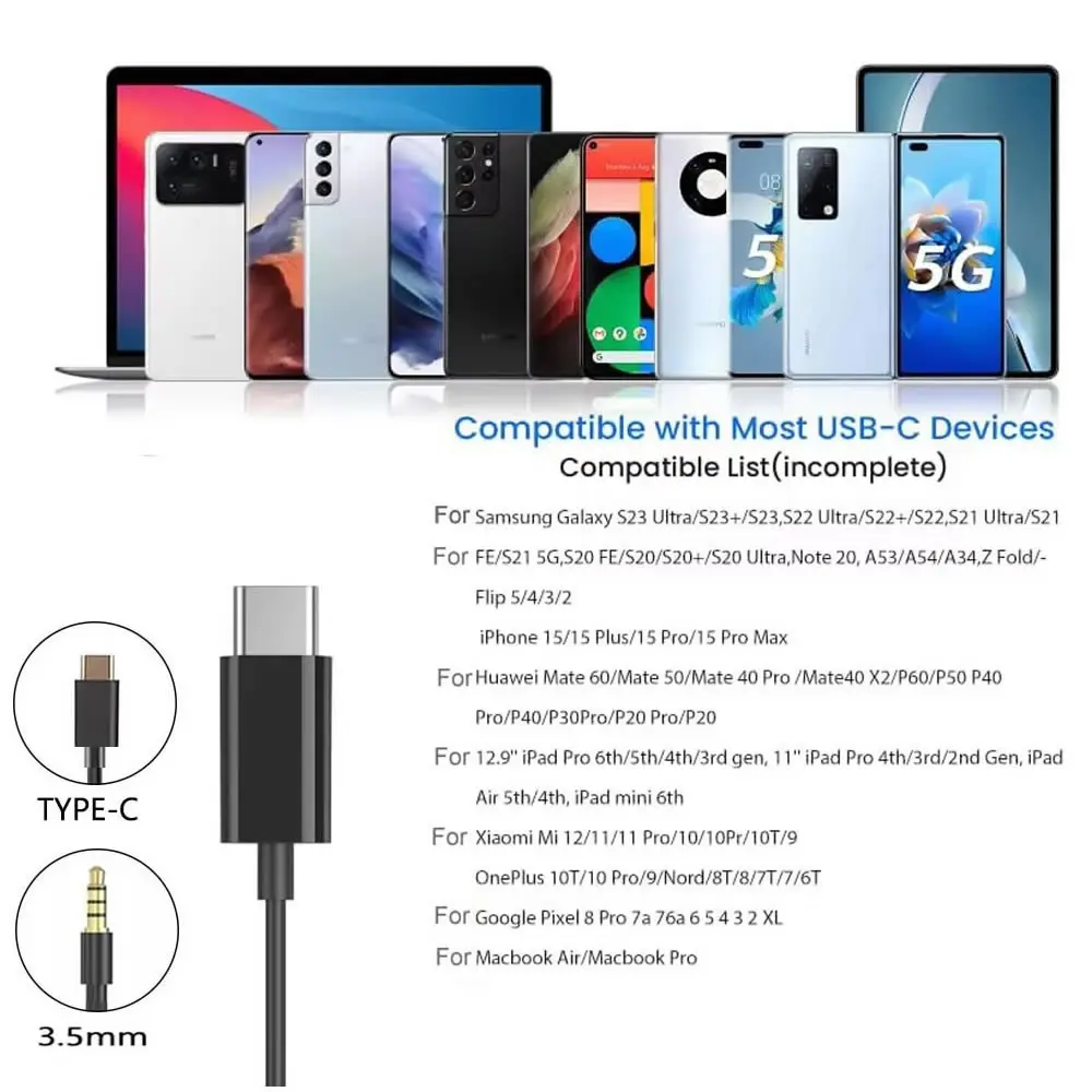 USB C Single Side Headphone fo - Type C Wired Earphones With Mic recension och pris