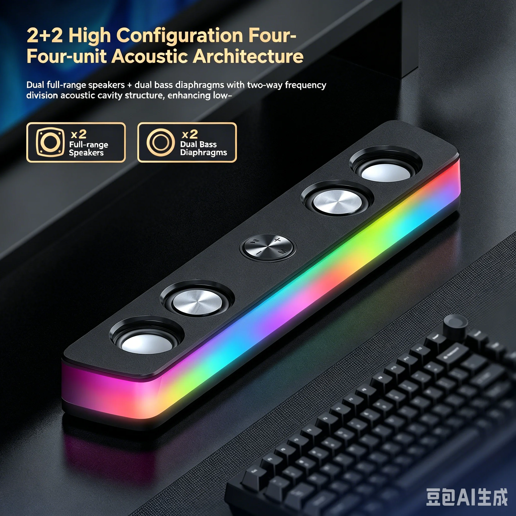 Rechargeable Wireless Soundbar - Rgb Computer Soundbar For Pc recension och pris