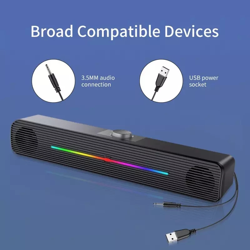 E-1407 Wholesale RGB Lights Wi - Rgb Computer Soundbar For Pc recension och pris