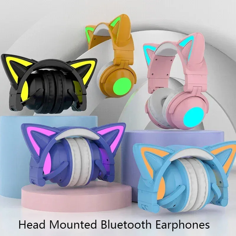 New ZW068 Bluetooth5.0 Headpho - Cat Ear Bluetooth Headset Led recension och pris