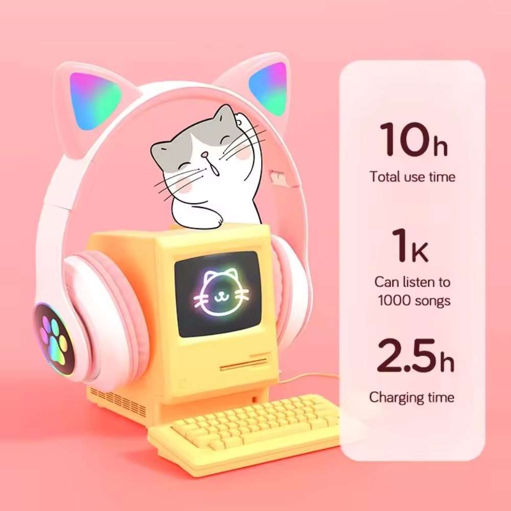 Cute Cat Ear Bluetooth Compati - Cat Ear Bluetooth Headset Led recension och pris