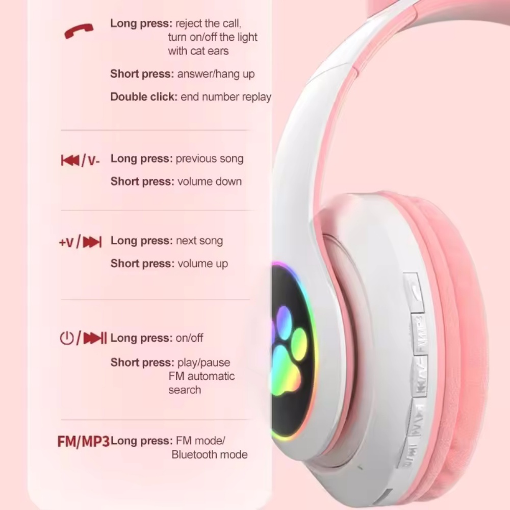 Cute Cat Ear Bluetooth Compati - Cat Ear Bluetooth Headset Led recension och pris
