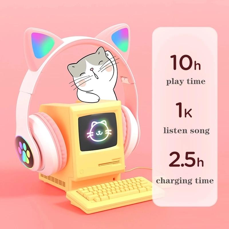 Cute Cat Ears Headphones Bluet - Cat Ear Bluetooth Headset Led recension och pris