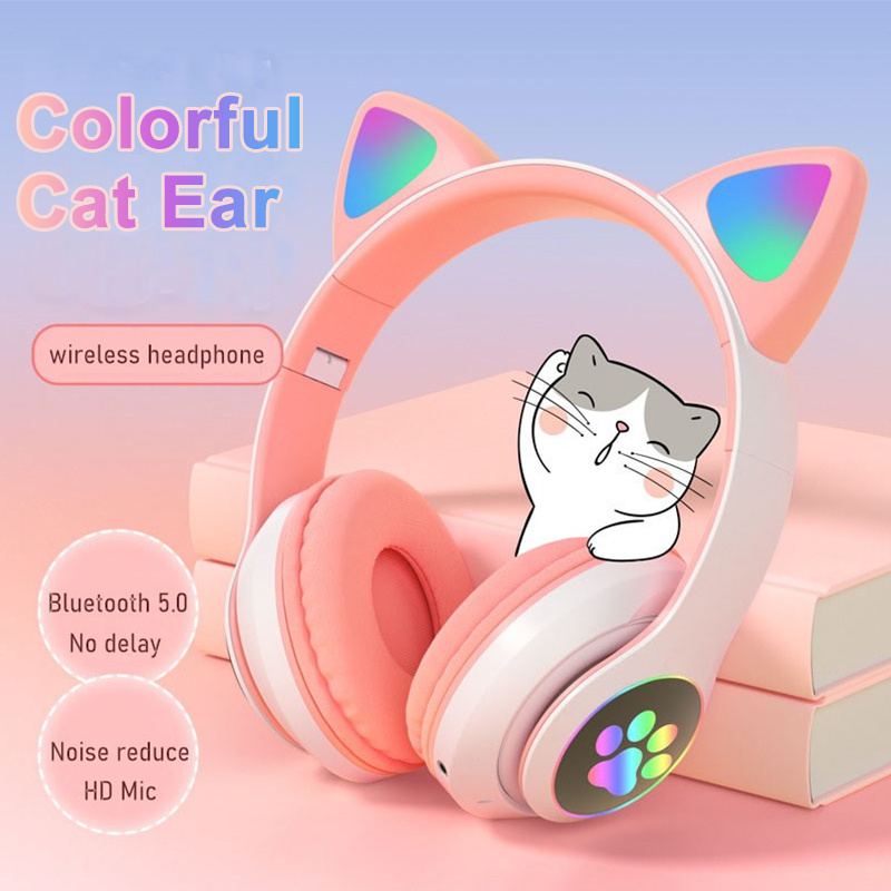 Cute Cat Ears Headphones Bluet - Cat Ear Bluetooth Headset Led recension och pris