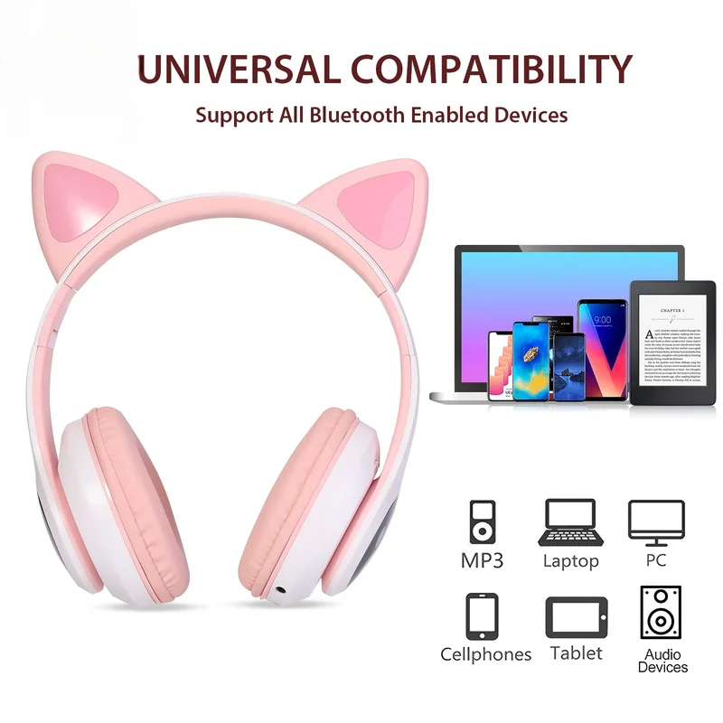 T28 Wireless Bluetooth Headpho - Cat Ear Bluetooth Headset Led recension och pris