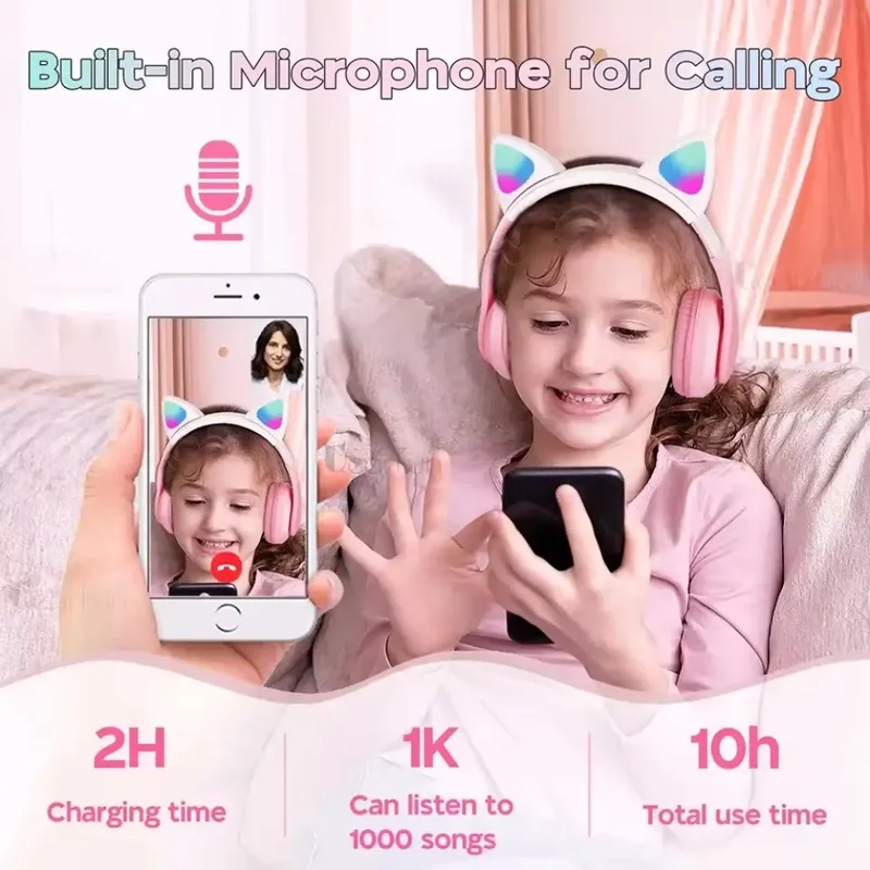 T28 Wireless Bluetooth Headpho - Cat Ear Bluetooth Headset Led recension och pris