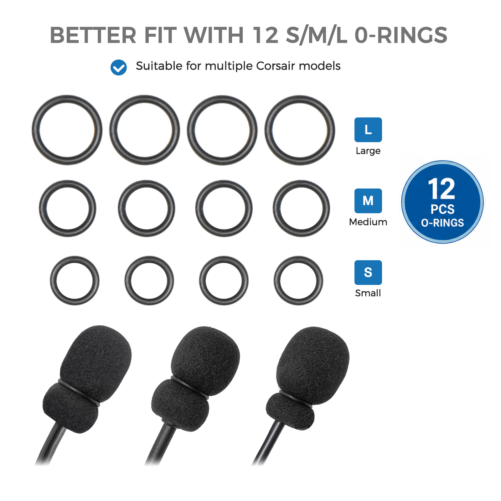 4 Mic Foam Covers+12 O-Rings F - Gaming Headset With Mic Rgb recension och pris