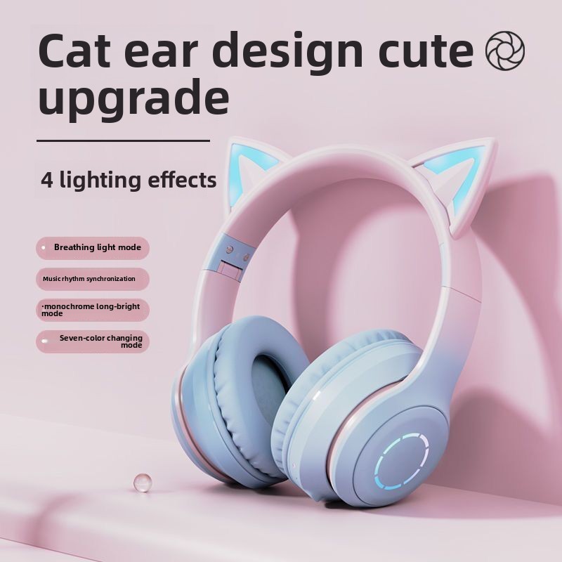 New Best Selling RGB Head-moun - Cat Ear Bluetooth Headset Led recension och pris