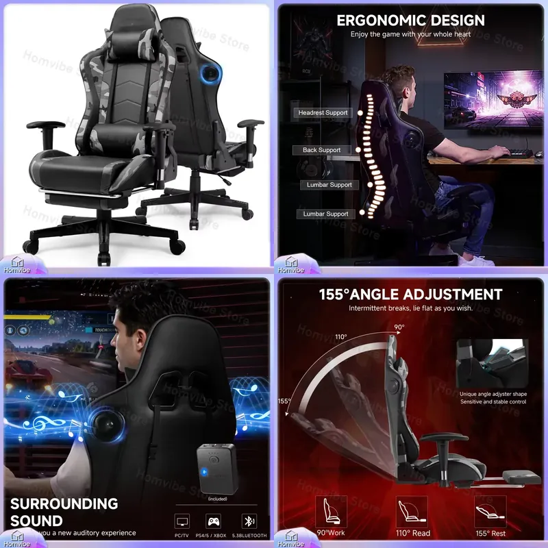 Ergonomic Gaming Chair with Bl - Speakers recension och pris