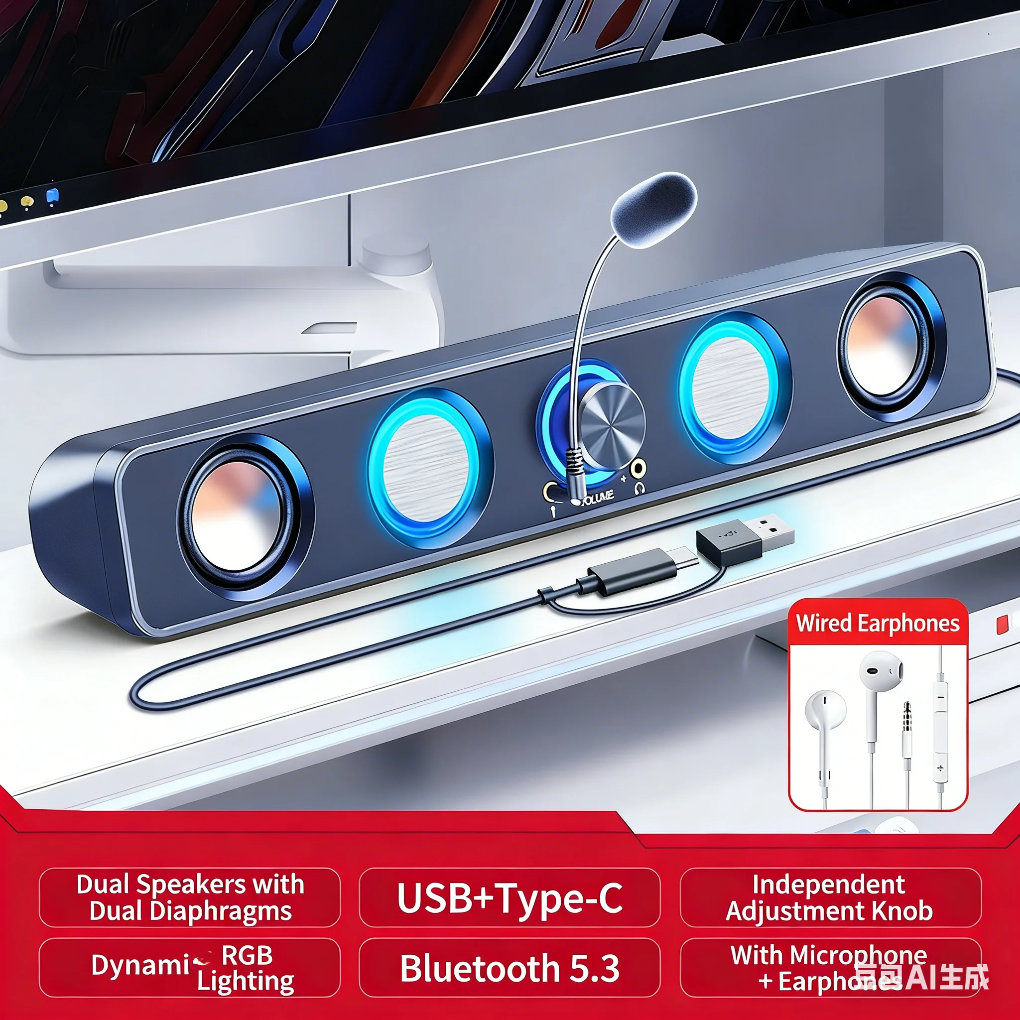 Home Theater Speakers System S - Rgb Computer Soundbar For Pc recension och pris