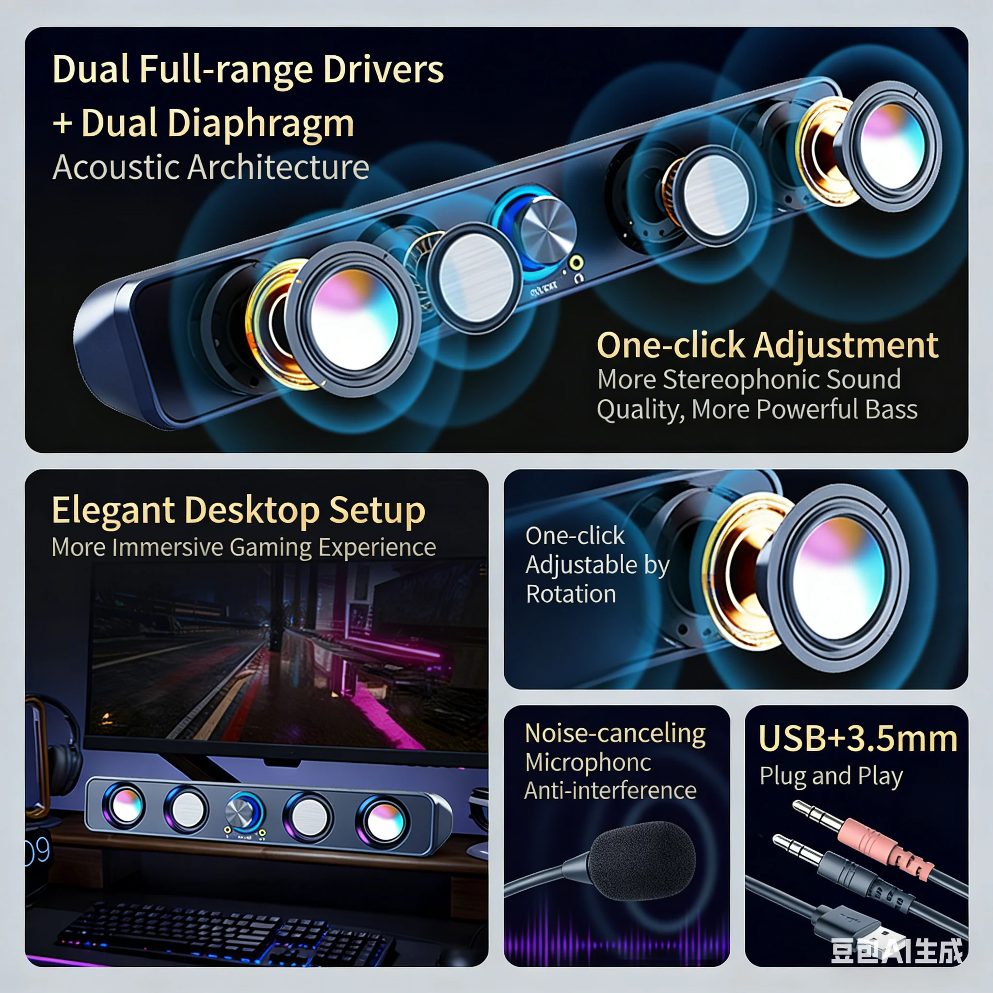 Home Theater Speakers System S - Rgb Computer Soundbar For Pc recension och pris