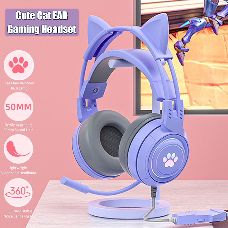 Cute Cat Ear Gaming Headphones - Gaming Headset With Mic Rgb recension och pris