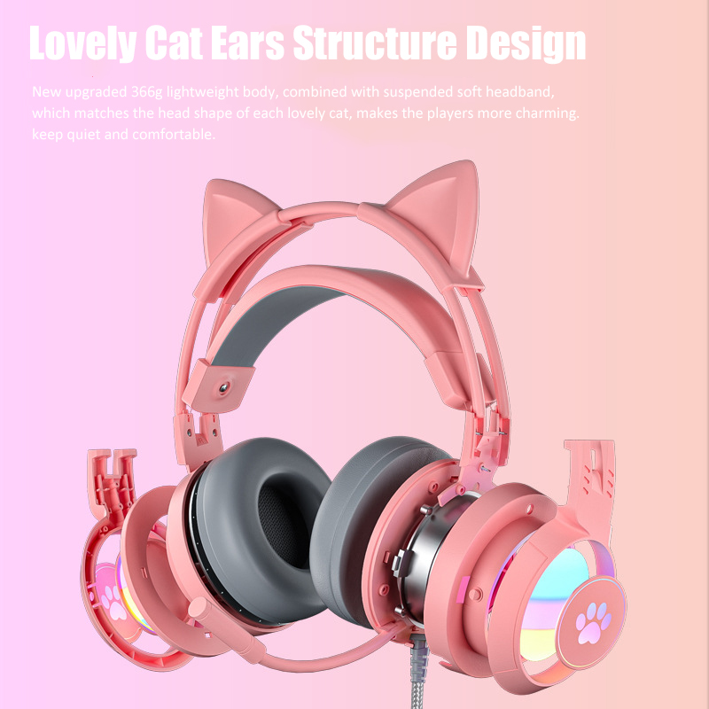 Cute Cat Ear Gaming Headphones - Gaming Headset With Mic Rgb recension och pris