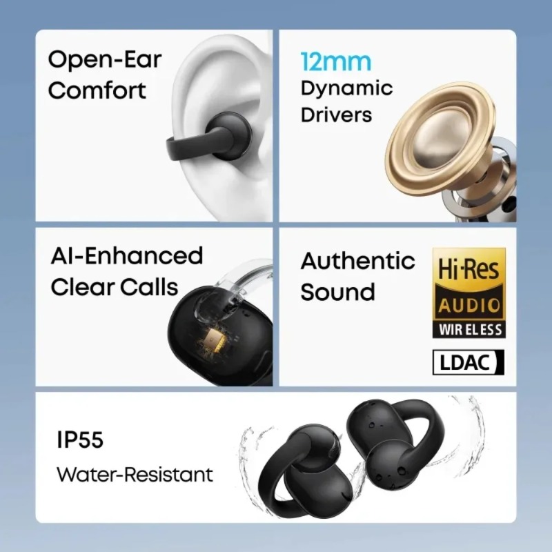 Soundcore C50i Ear Clip Open W - Open Ear Air Conduction Headphones recension och pris