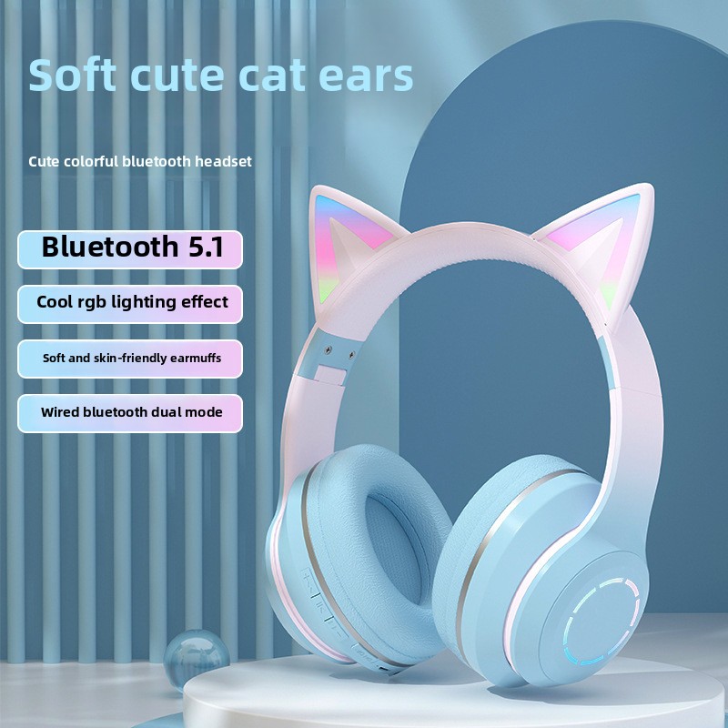 New Best Selling Head-Mounted  - Cat Ear Bluetooth Headset Led recension och pris
