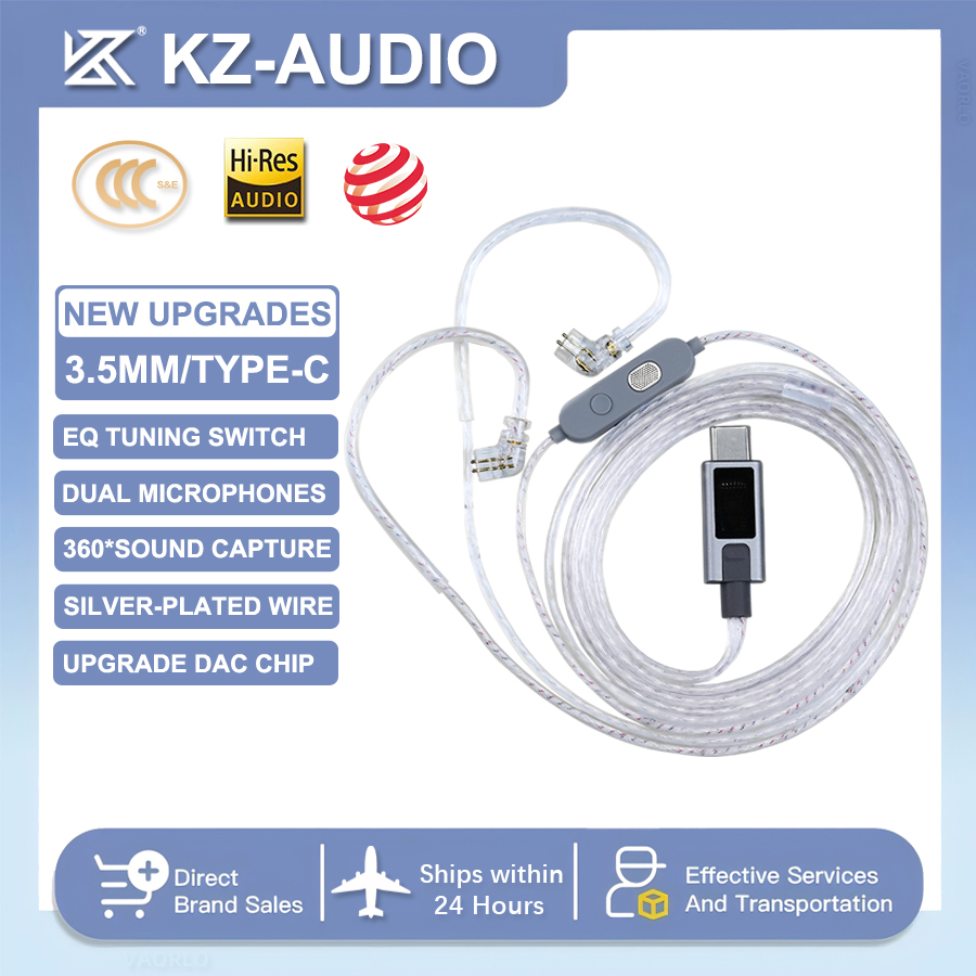 NEW KZ M2 Dual Microphone silv - Type C Wired Earphones With Mic recension och pris